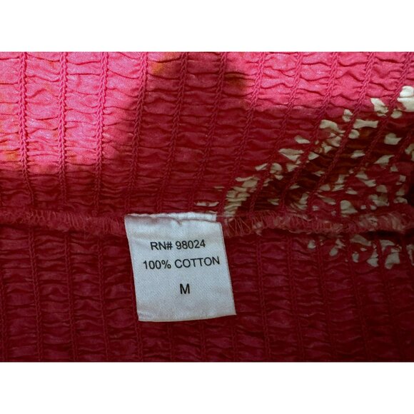 House of Harlow 1960 Smocked One Shoulder Boho Crop Top Hot Pink Cotton Sz M - Picture 6 of 6